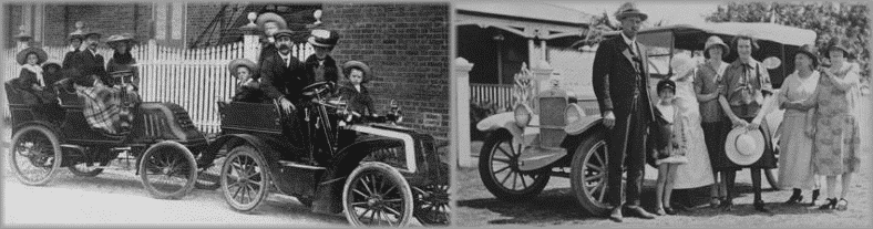 Automobiles: Brisbane, 1905; Unidentified family. State Library of Queensland.